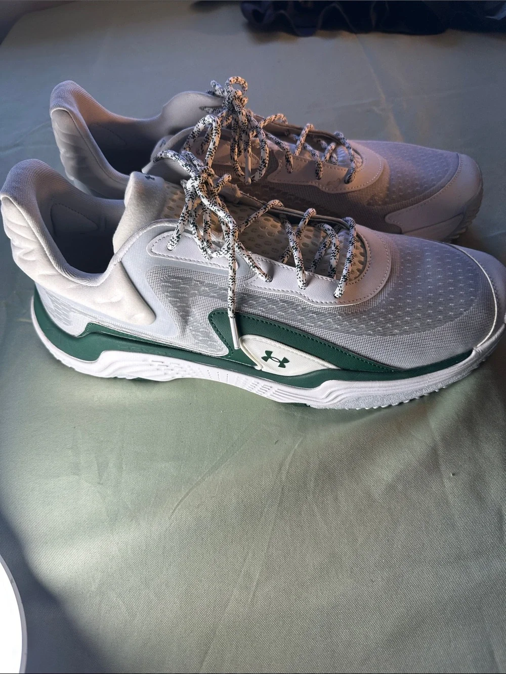 Under Armour White and Green Men's Athletic Sneakers